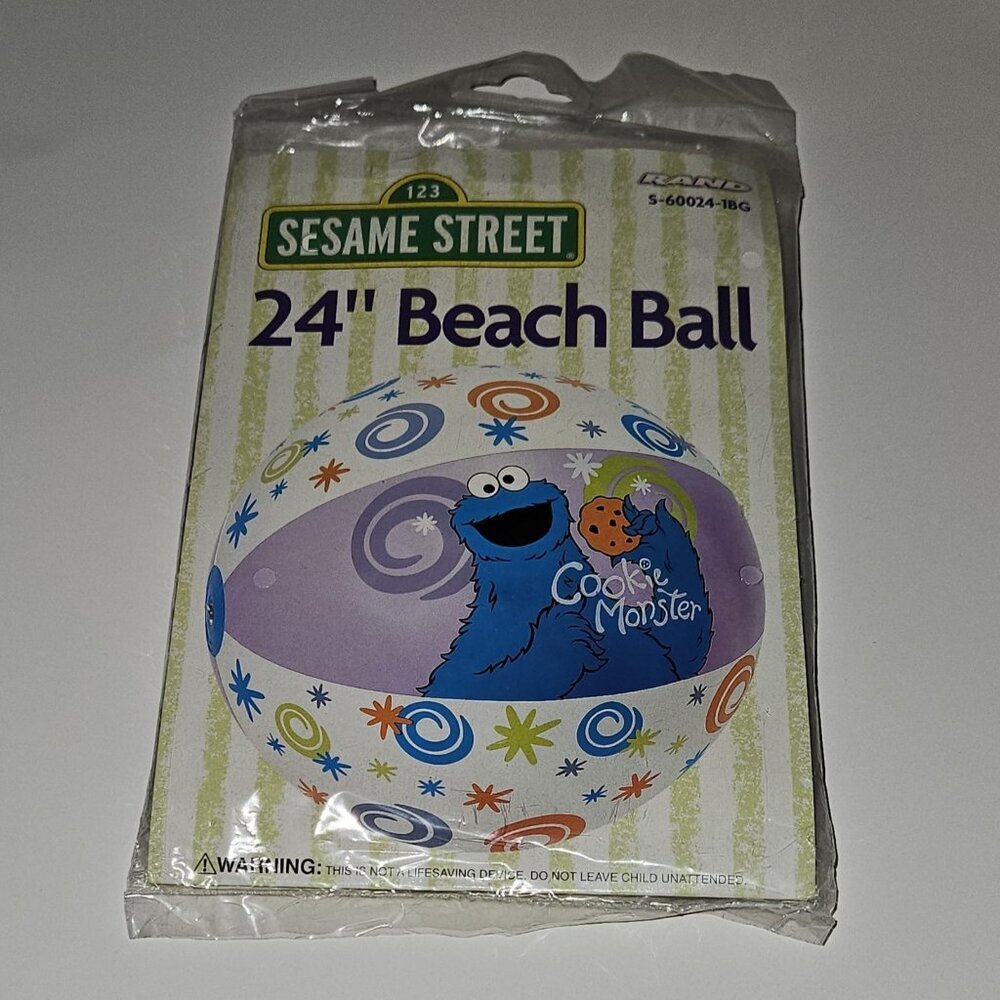 NOS Sesame Street Cookie Monster 24" Beach Ball Inflatable Rand 2004 SEALED
